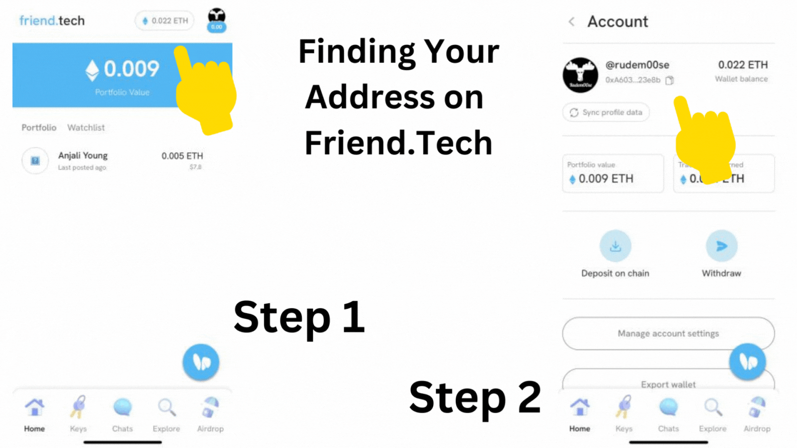 How to find your wallet address in Friend.Tech