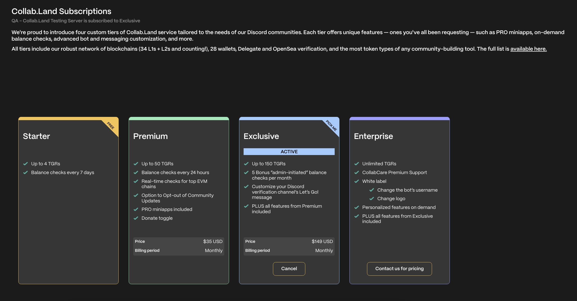 Command Center subscription page